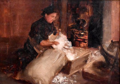 FINE IMPRESSIONIST OIL PAINTING DOMESTIC SCENE - ADDITIONAL PHOTO 3