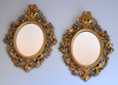 small pair of italian giltwood mirrors - CATEGORY: ANTIQUE MIRRORS - DATED 1890
