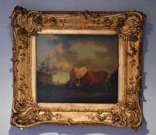 oil painting of bulls after paulus potter - CATEGORY: ANTIQUE ART - DATED REGENCY