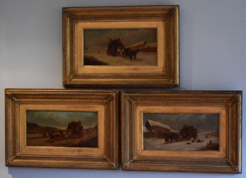 SET OF THREE VICTORIAN PAINTED PRINTS OF COACHING SCENES - ADDITIONAL PHOTO 1