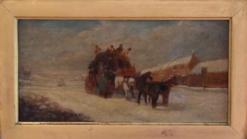 SET OF THREE VICTORIAN PAINTED PRINTS OF COACHING SCENES - ADDITIONAL PHOTO 2