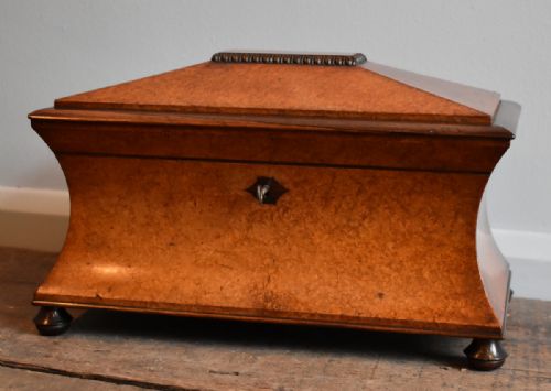 SUPERB REGENCY AMBOYNA TEA CADDY - ADDITIONAL PHOTO 1