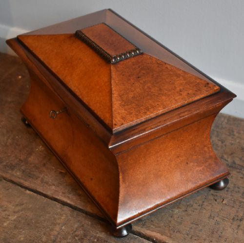 SUPERB REGENCY AMBOYNA TEA CADDY - ADDITIONAL PHOTO 7