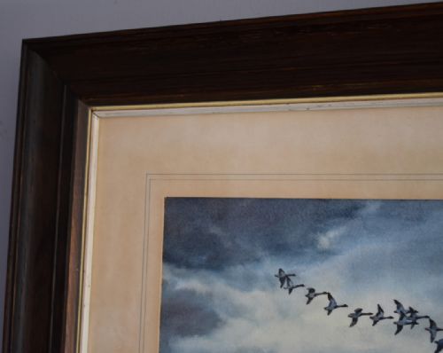 'WILD GEESE OFF THE WESTERN ISLES' WATERCOLOUR BY CECIL HODGKINSON - ADDITIONAL PHOTO 3