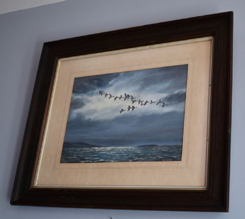'WILD GEESE OFF THE WESTERN ISLES' WATERCOLOUR BY CECIL HODGKINSON - ADDITIONAL PHOTO 6