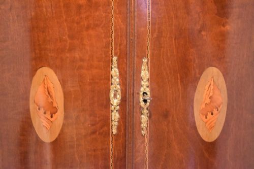 GEORGIAN MAHOGANY INLAID BOW FRONT CORNER CUPBOARD - ADDITIONAL PHOTO 3
