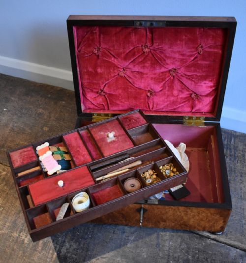 REGENCY BIRD'S EYE MAPLE SEWING OR WORK BOX - ADDITIONAL PHOTO 9