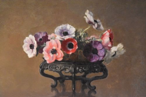 ART DECO PERIOD STILL LIFE OIL PAINTING OF FLOWERS - ADDITIONAL PHOTO 2