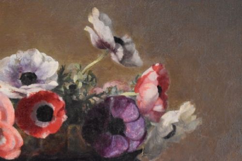 ART DECO PERIOD STILL LIFE OIL PAINTING OF FLOWERS - ADDITIONAL PHOTO 3