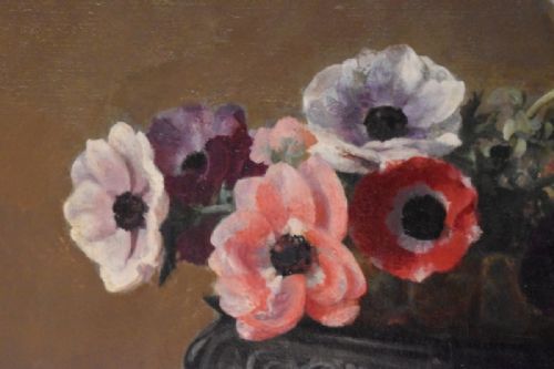 ART DECO PERIOD STILL LIFE OIL PAINTING OF FLOWERS - ADDITIONAL PHOTO 4