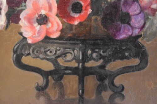 ART DECO PERIOD STILL LIFE OIL PAINTING OF FLOWERS - ADDITIONAL PHOTO 5