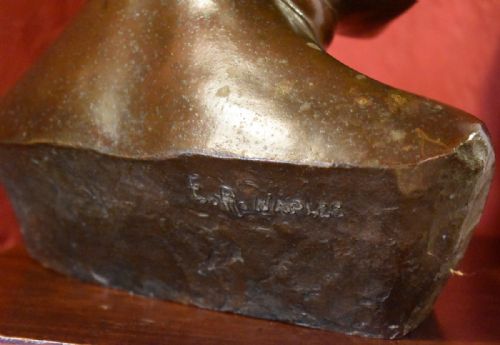 ITALIAN BRONZE BUST TITLED 'JOY' - ADDITIONAL PHOTO 5