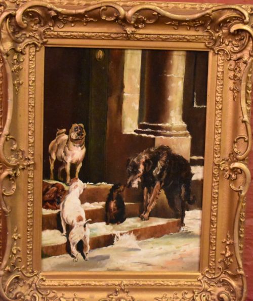 SUPERB VICTORIAN OIL PAINTING OF A GROUP OF DOGS - ADDITIONAL PHOTO 2