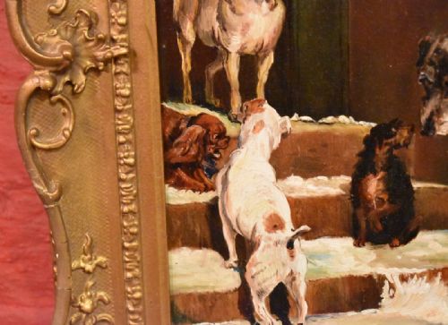 SUPERB VICTORIAN OIL PAINTING OF A GROUP OF DOGS - ADDITIONAL PHOTO 6
