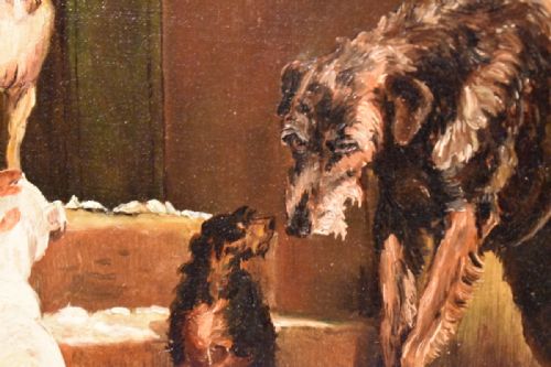 SUPERB VICTORIAN OIL PAINTING OF A GROUP OF DOGS - ADDITIONAL PHOTO 7