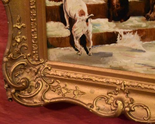 SUPERB VICTORIAN OIL PAINTING OF A GROUP OF DOGS - ADDITIONAL PHOTO 9