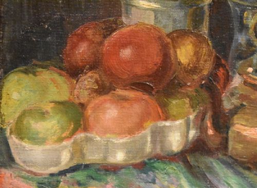IMPRESSIONIST STILL LIFE OIL WITH COPPER KETTLE - ADDITIONAL PHOTO 6