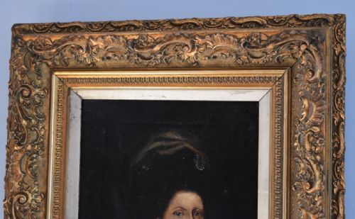 VICTORIAN OIL PORTRAIT OF A LADY IN GEORGIAN DRESS - ADDITIONAL PHOTO 6