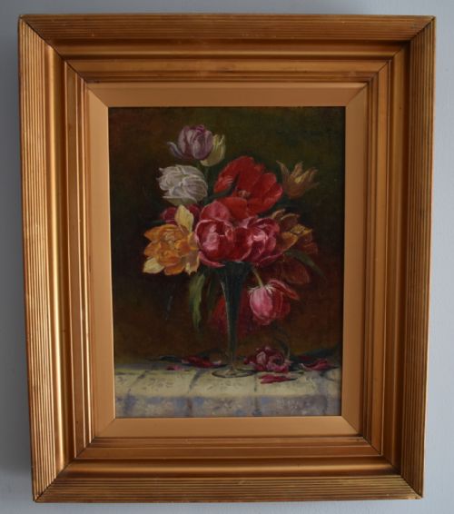 VICTORIAN STILL LIFE OIL PAINTING OF FLOWERS - ADDITIONAL PHOTO 1