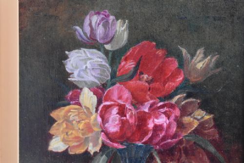 VICTORIAN STILL LIFE OIL PAINTING OF FLOWERS - ADDITIONAL PHOTO 5
