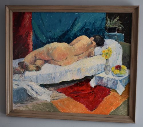 modernist nude study oil painting - CATEGORY: ANTIQUE ART - DATED 1950
