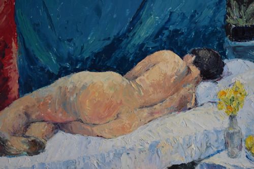 MODERNIST NUDE STUDY OIL PAINTING - ADDITIONAL PHOTO 4