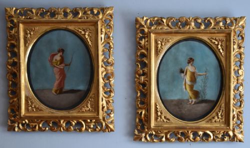 pair of italian oil paintings of goddesses - CATEGORY: ANTIQUE ART - DATED 1900