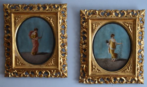 PAIR OF ITALIAN OIL PAINTINGS OF GODDESSES - ADDITIONAL PHOTO 1