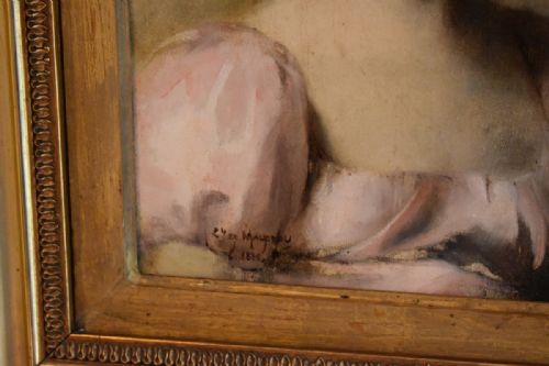 SUPERB OIL PORTRAIT PAINTING OF YOUNG LADY - ADDITIONAL PHOTO 8