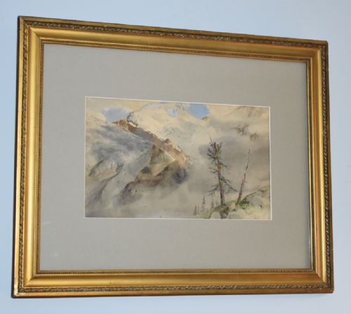 edwardian alpine travel watercolour - CATEGORY: ANTIQUE ART - DATED EDWARDIAN