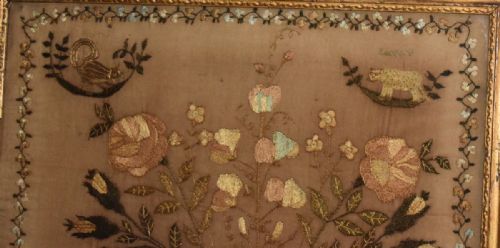 GEORGIAN NEEDLEWORK SAMPLER WITH ANIMALS - ADDITIONAL PHOTO 4