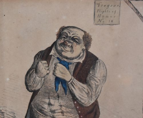 SATIRICAL PRINT 'FLIGHT'S OF HUMOUR' IN WALNUT FRAME - ADDITIONAL PHOTO 2