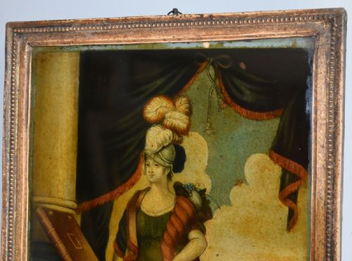 EARLY GEORGIAN REVERSE PAINTED PRINT ON GLASS - ADDITIONAL PHOTO 1
