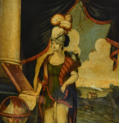 EARLY GEORGIAN REVERSE PAINTED PRINT ON GLASS - ADDITIONAL PHOTO 2