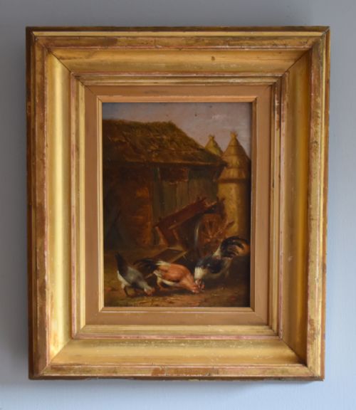 OIL PAINTING OF CHICKENS BY MGYSELINCKX - ADDITIONAL PHOTO 1