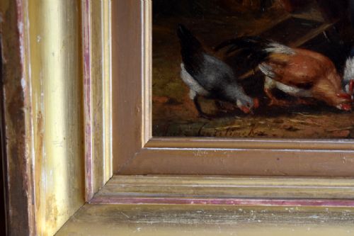 OIL PAINTING OF CHICKENS BY MGYSELINCKX - ADDITIONAL PHOTO 3