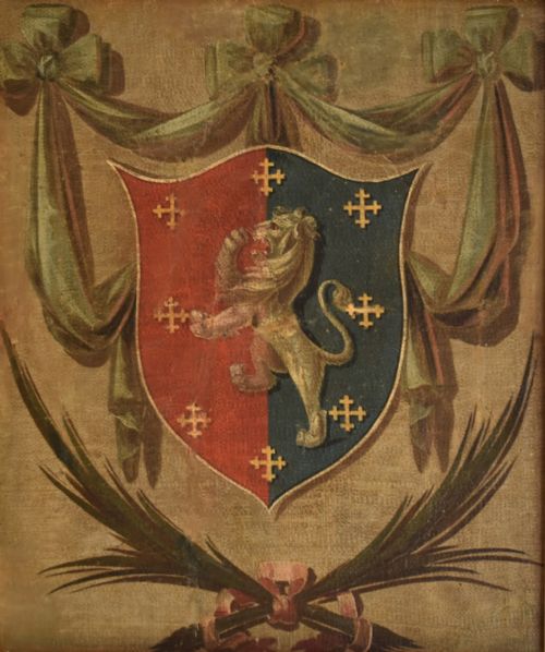 GEORGIAN HERALDIC OIL PAINTING - ADDITIONAL PHOTO 3