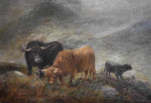 HIGHLAND OIL PAINTING BY JOHN W MORRIS - ADDITIONAL PHOTO 6
