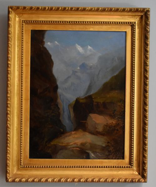 VICTORIAN ALPINE LANDSCAPE OIL PAINTING - ADDITIONAL PHOTO 1