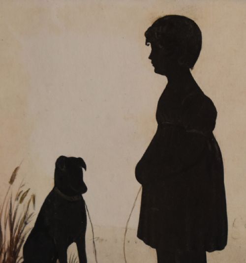 VICTORIAN SILHOUETTE OF CHILD WITH DOG - ADDITIONAL PHOTO 2