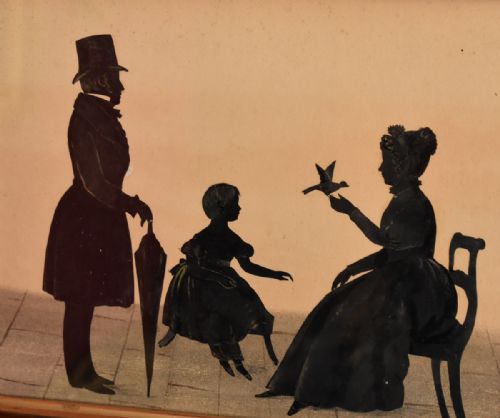 VICTORIAN SILHOUETTE OF A FAMILY WITH BIRD - ADDITIONAL PHOTO 2