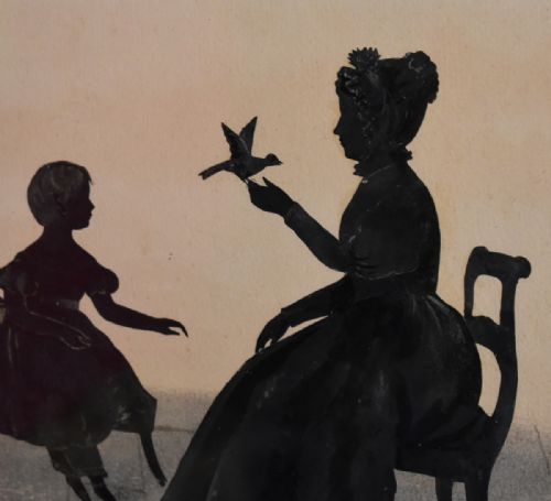VICTORIAN SILHOUETTE OF A FAMILY WITH BIRD - ADDITIONAL PHOTO 5