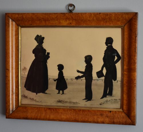 late regency family group silhouette - CATEGORY: ANTIQUE ART - DATED REGENCY
