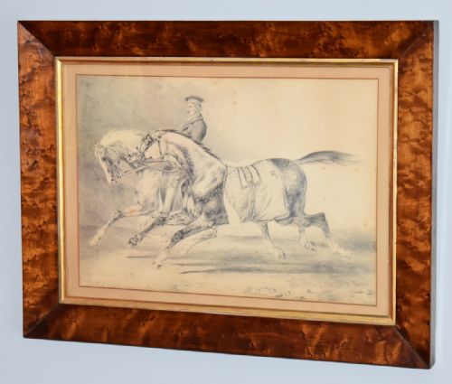 superb victorian drawing of horses - CATEGORY: ANTIQUE ART - DATED VICTORIAN