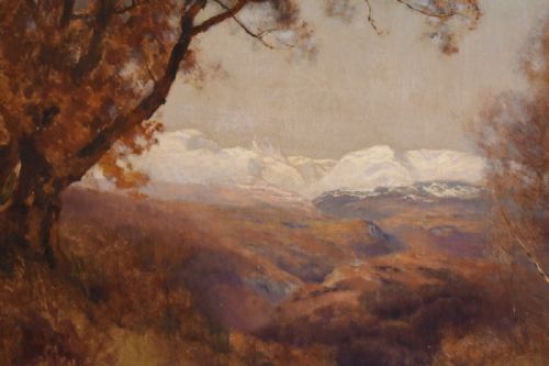LARGE OIL PAINTING OF SNOWDONIA BY ALFRED OLIVER - ADDITIONAL PHOTO 6