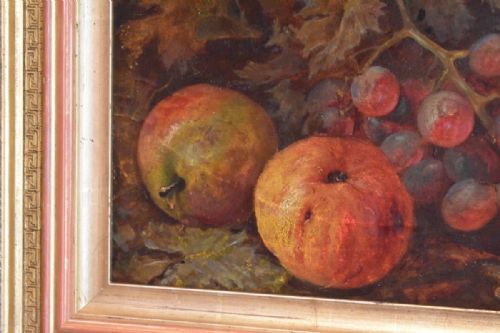 VICTORIAN STILL LIFE OIL PAINTING OF FRUIT - ADDITIONAL PHOTO 2