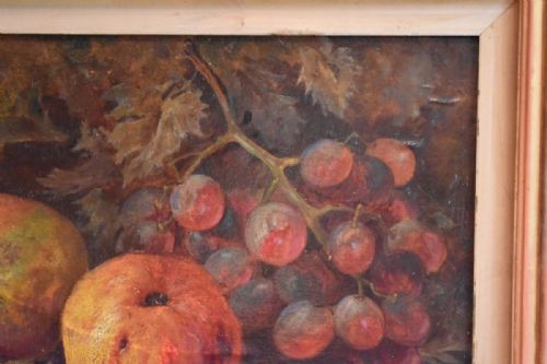 VICTORIAN STILL LIFE OIL PAINTING OF FRUIT - ADDITIONAL PHOTO 3