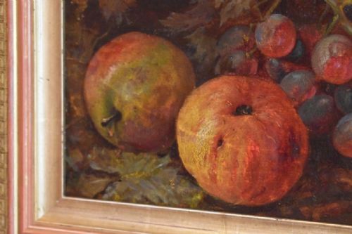 VICTORIAN STILL LIFE OIL PAINTING OF FRUIT - ADDITIONAL PHOTO 4