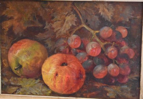 VICTORIAN STILL LIFE OIL PAINTING OF FRUIT - ADDITIONAL PHOTO 5