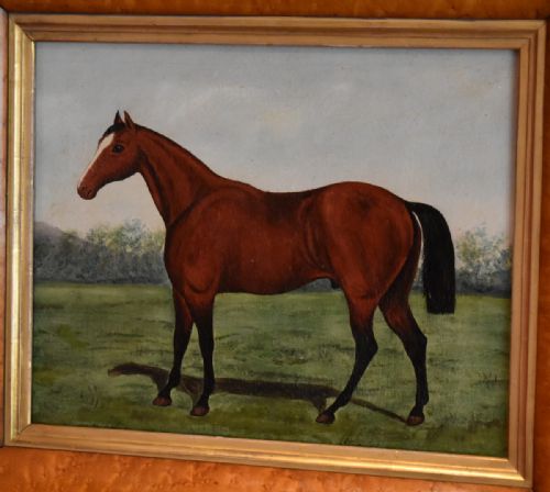 ENGLISH SCHOOL NAIVE HORSE OIL PAINTING - ADDITIONAL PHOTO 1